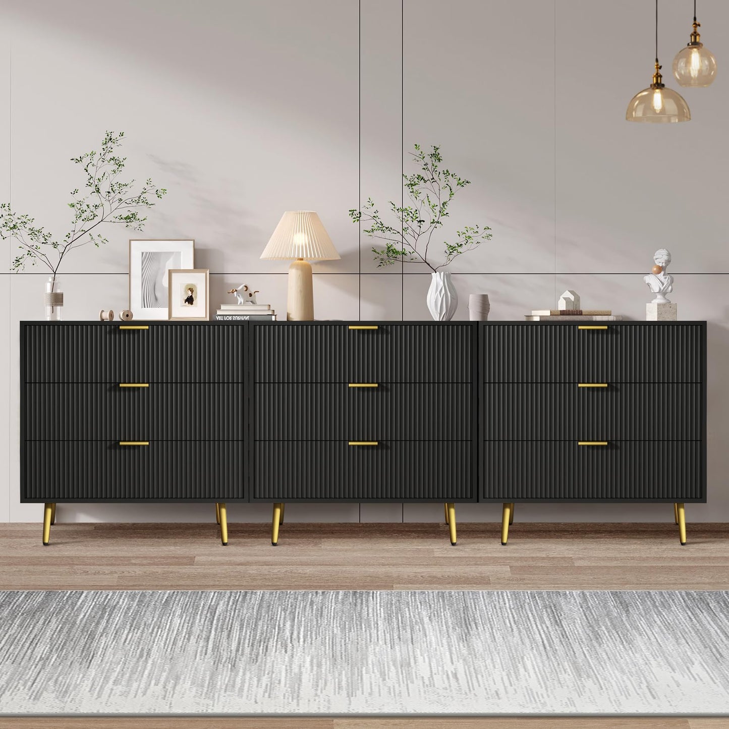 Modern Dressers Chest of Drawers with Fluted Panel