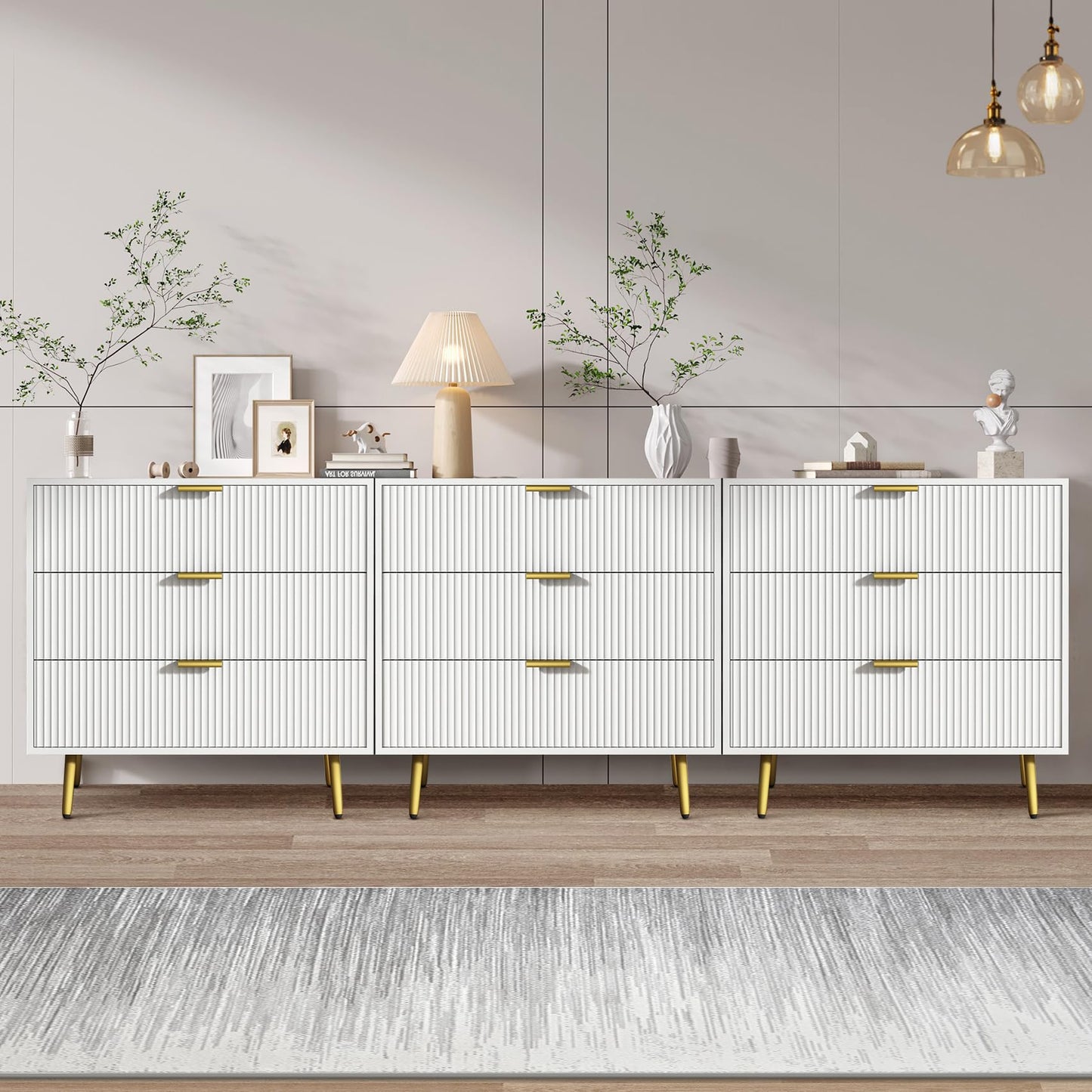 Modern Dressers Chest of Drawers with Fluted Panel