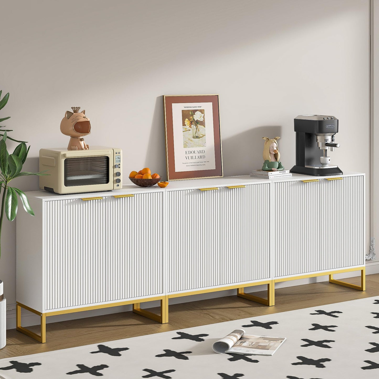 Fluted Sideboard Buffet Cabinet with Door