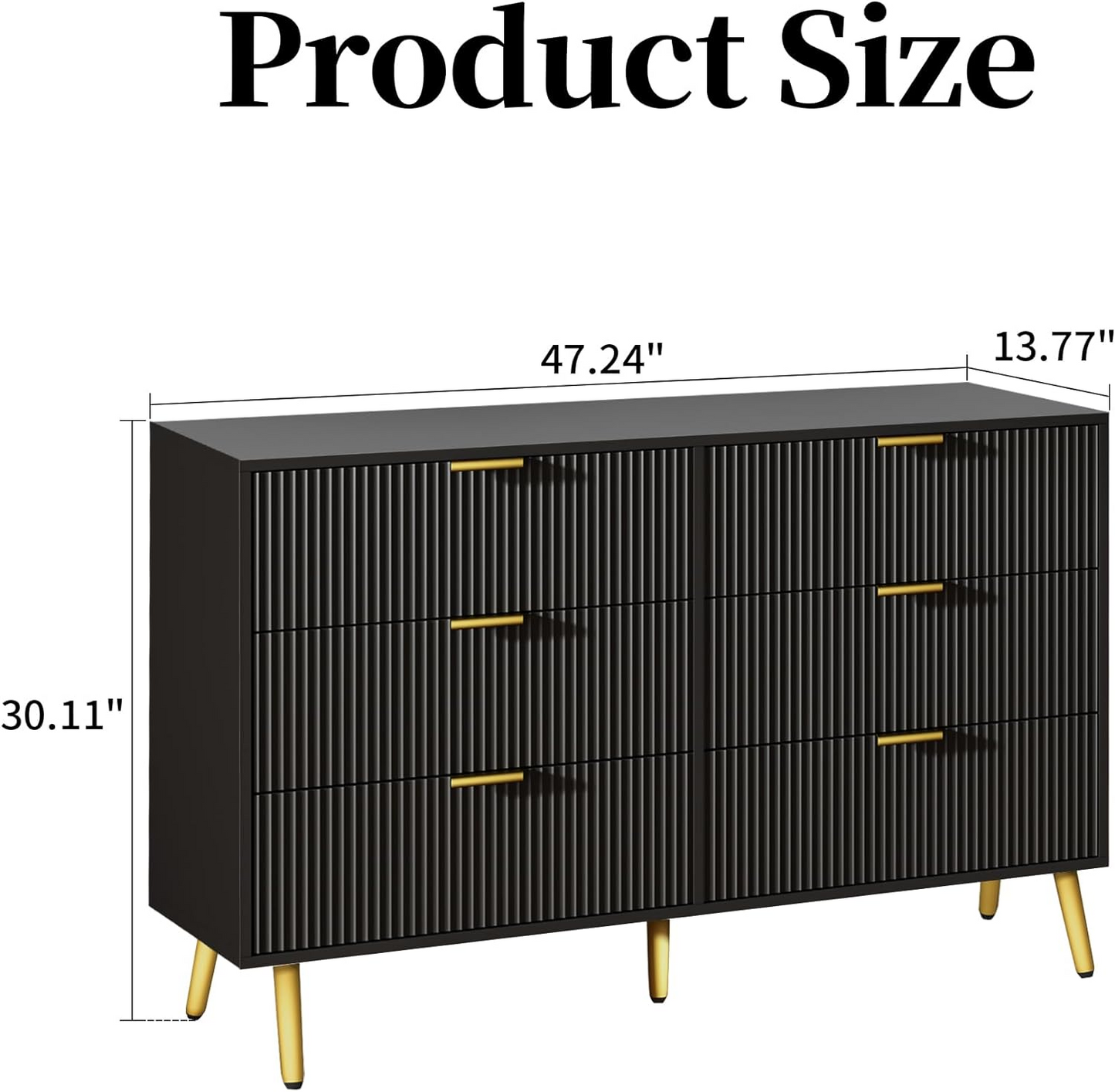 6 Drawer Dresser with Fluted Panel for Bedroom