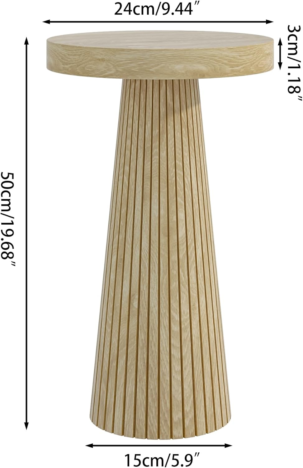 Round Fluted Accent Pedestal Side Table for Living Room Bedroom