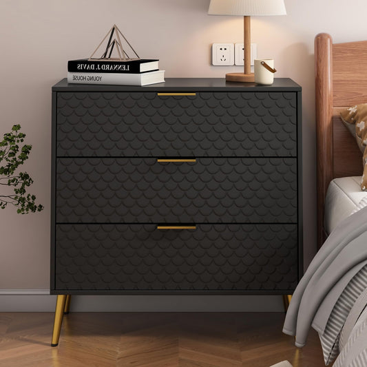 3 Drawer Dresser Cabinet Fish Scale Pattern Dresser for Living Room