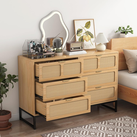 6 Drawer Rattan Dresser