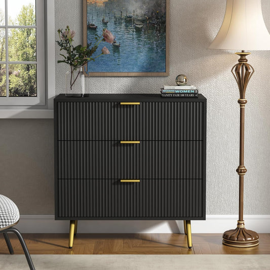 Modern Dressers Chest of Drawers with Fluted Panel