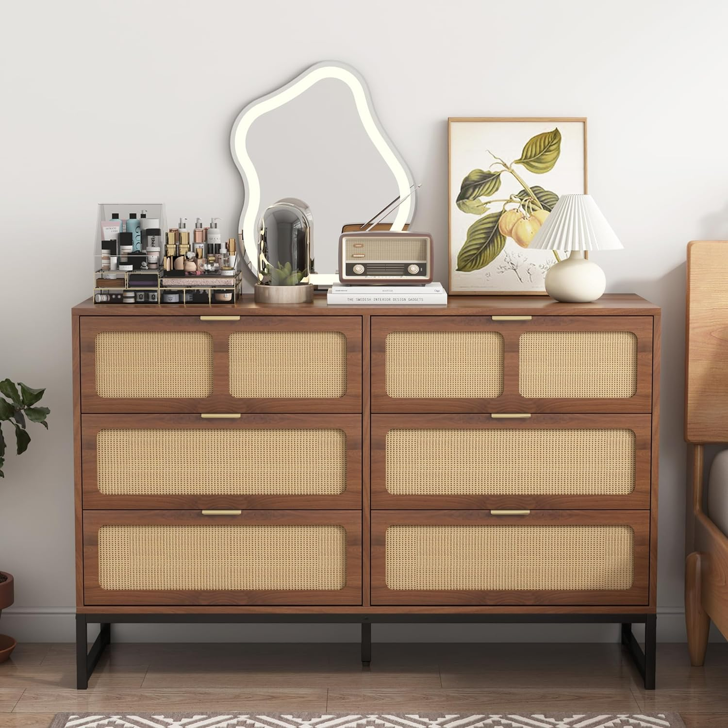 6 Drawer Rattan Dresser