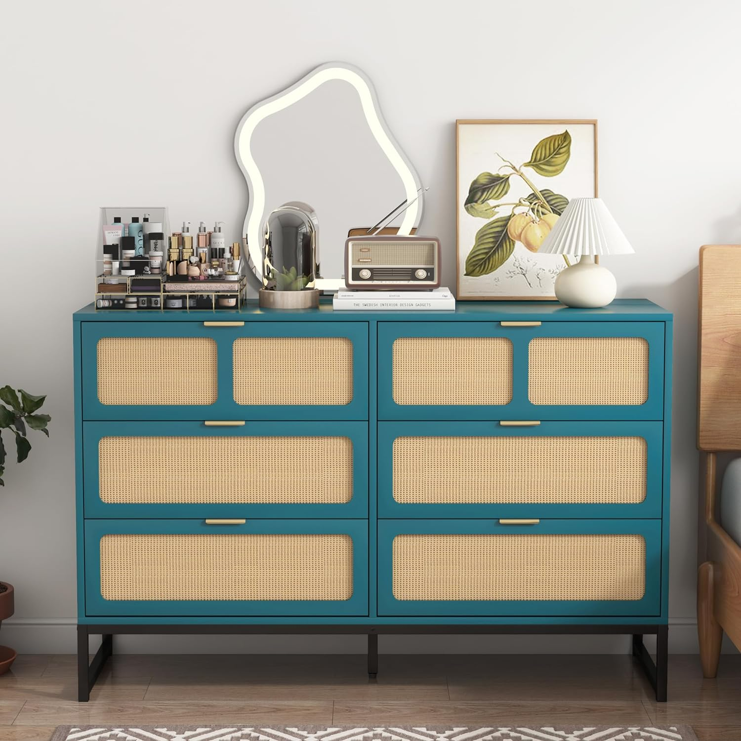 6 Drawer Rattan Dresser