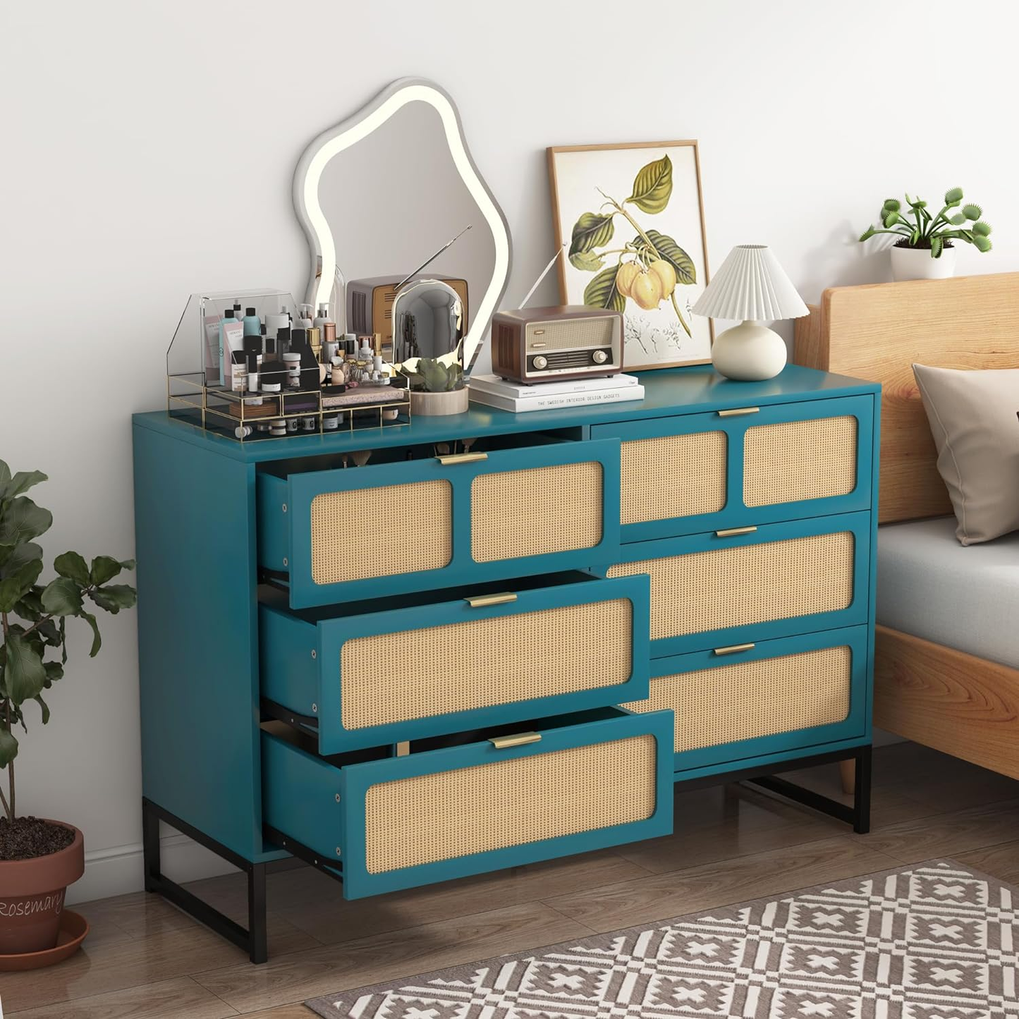 6 Drawer Rattan Dresser