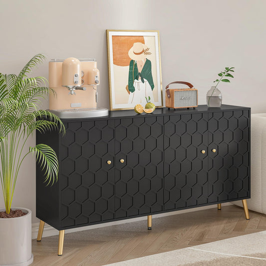 Modern Buffet Sideboard Storage Cabinet with Hexagon Pattern