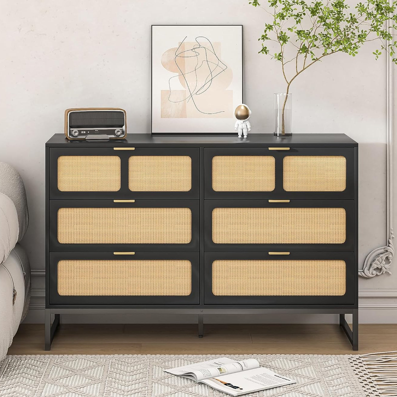 6 Drawer Rattan Dresser