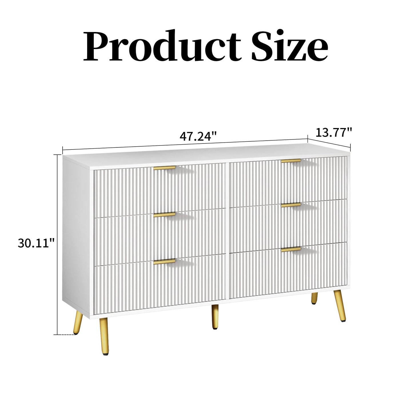 6 Drawer Dresser with Fluted Panel for Bedroom