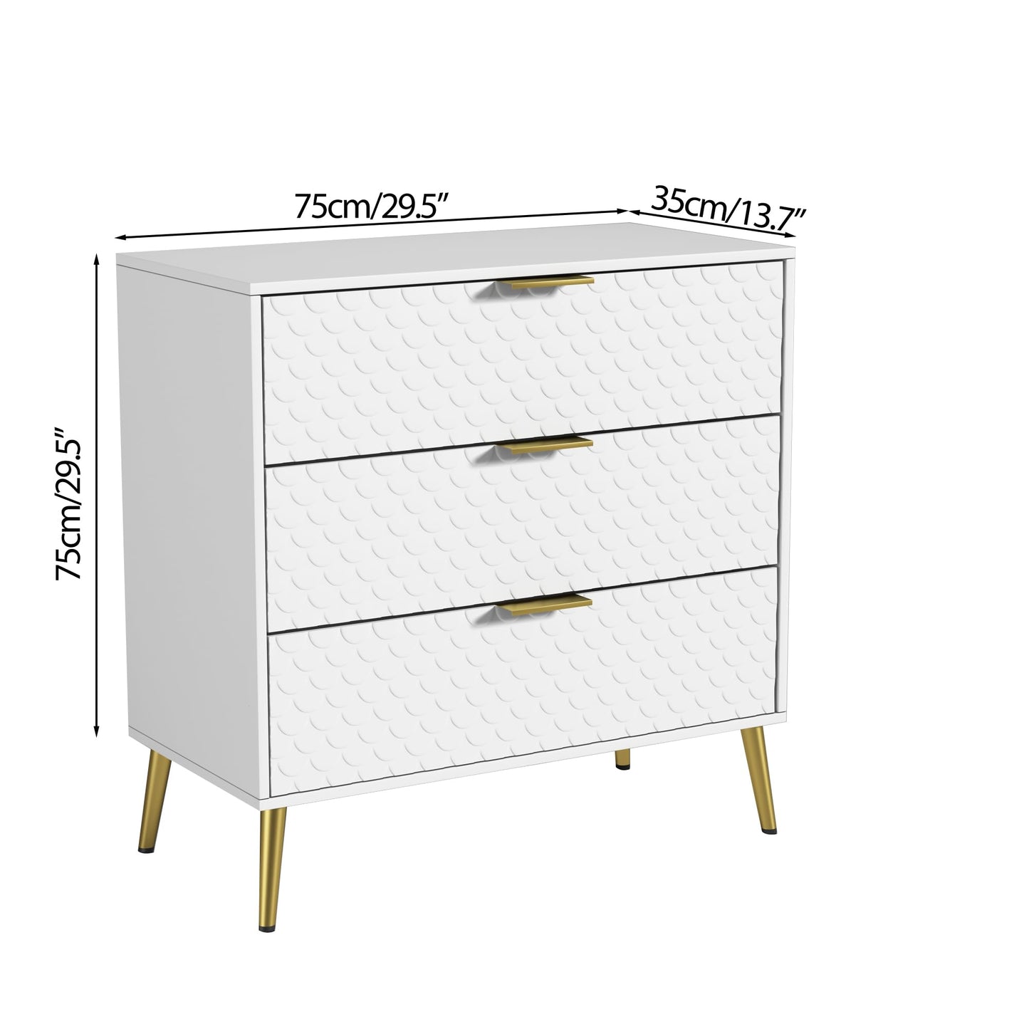 3 Drawer Dresser Cabinet Fish Scale Pattern Dresser for Living Room