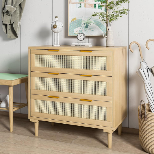 Rattan 3 Drawer Dresser