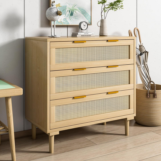 Rattan 3 Drawer Dresser