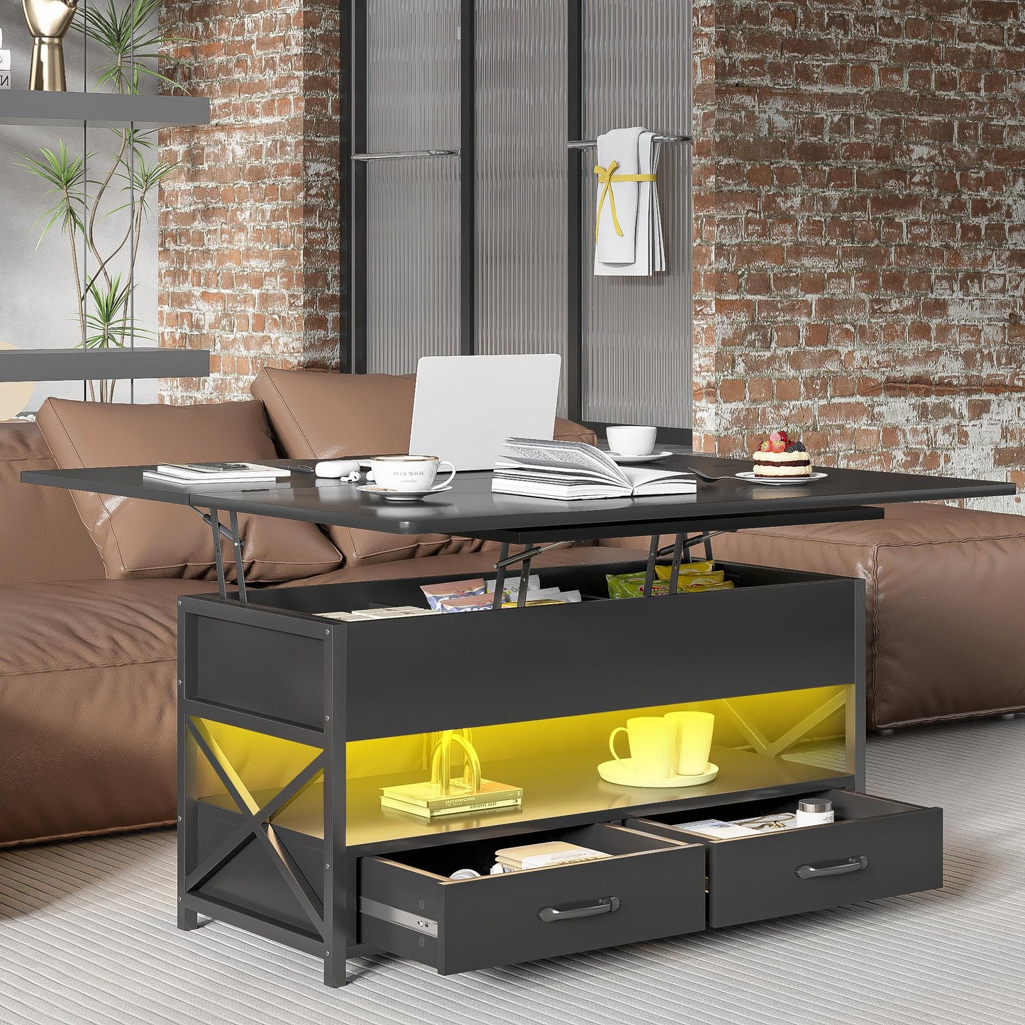 40'' Lift Top Coffee Table with LED Light