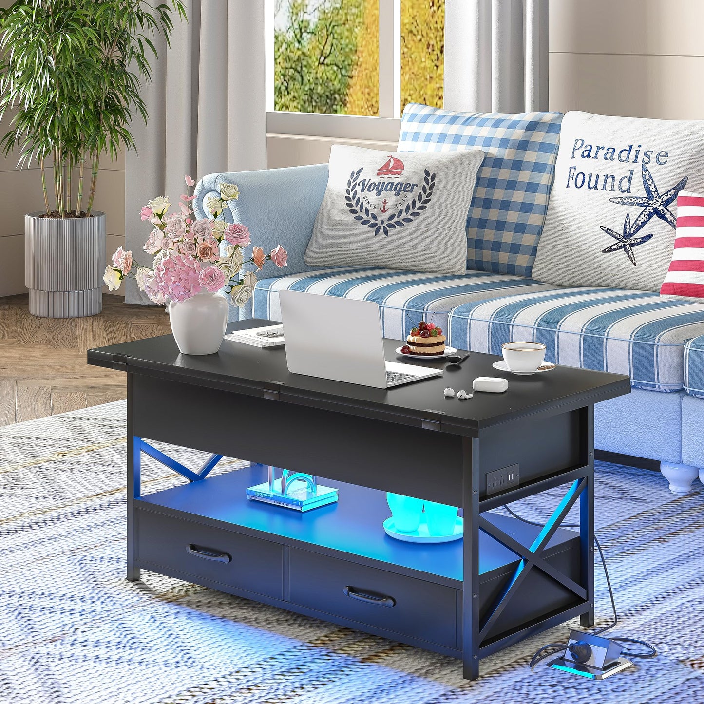 40'' Lift Top Coffee Table with LED Light