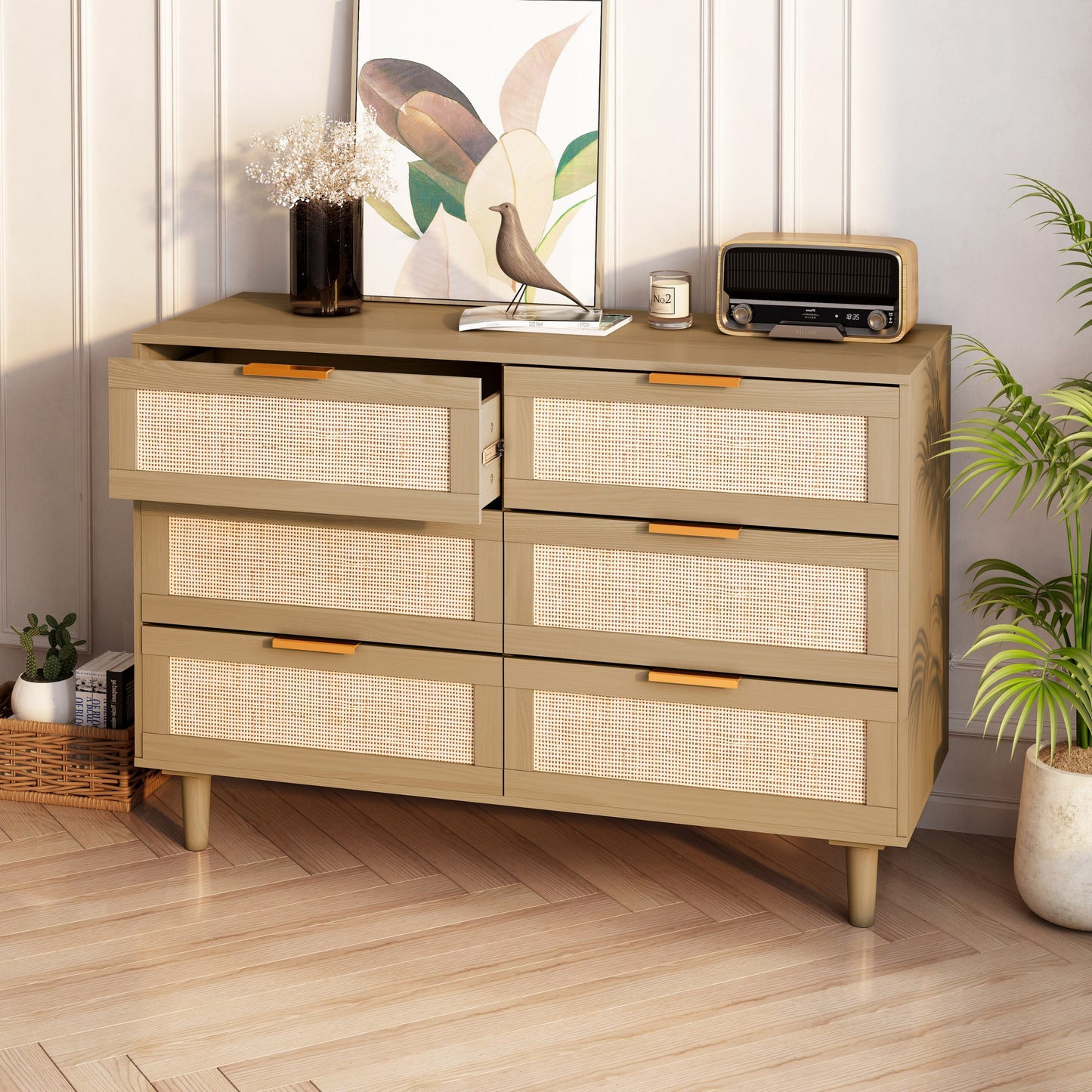 6 Drawers Rattan Dresser Rattan Drawer