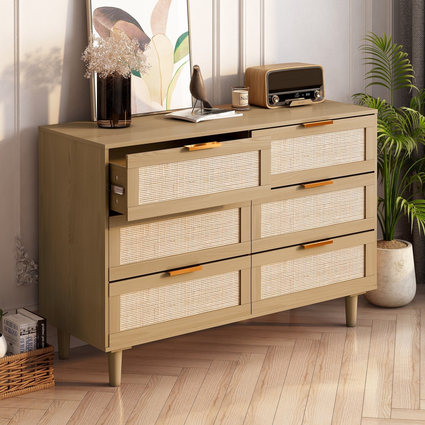 6 Drawers Rattan Dresser Rattan Drawer