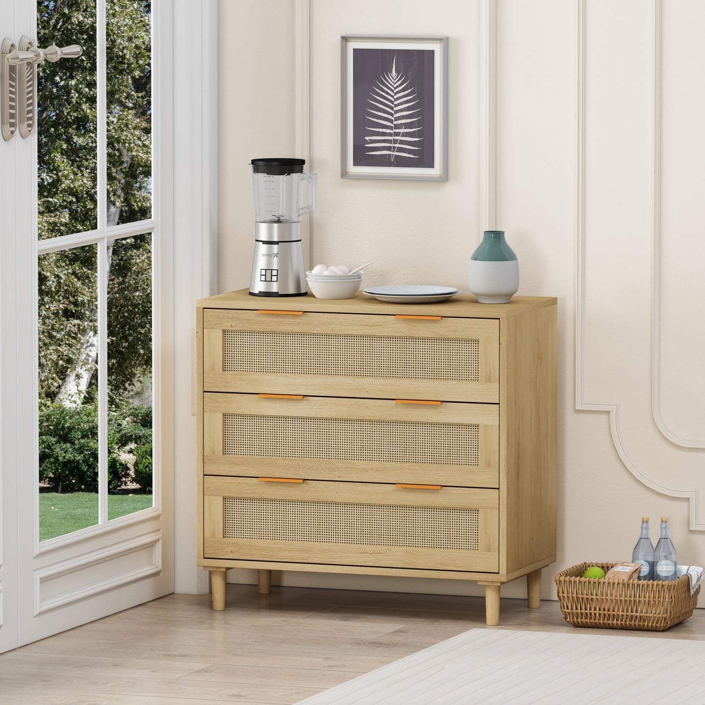 Rattan 3 Drawer Dresser