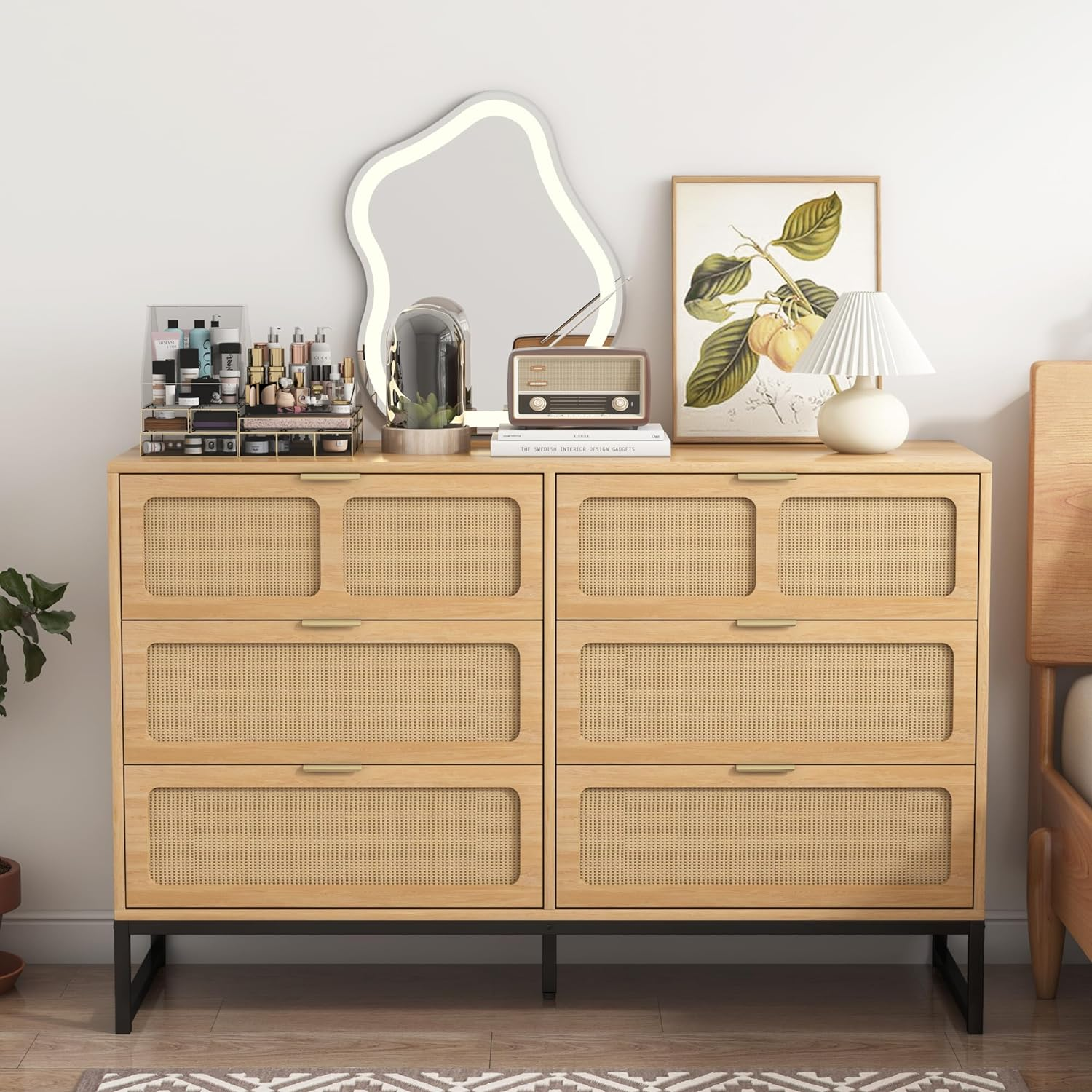 6 Drawer Rattan Dresser  giftsdiyofficial
