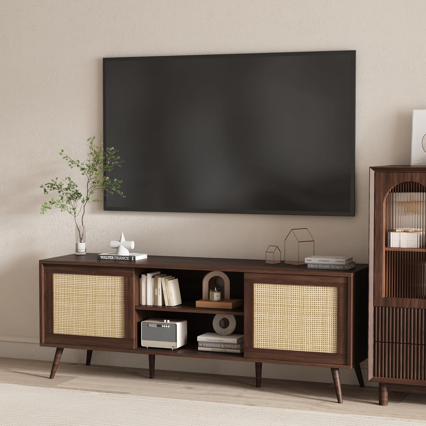 Rattan TV Stand for Televisions up to 65"
