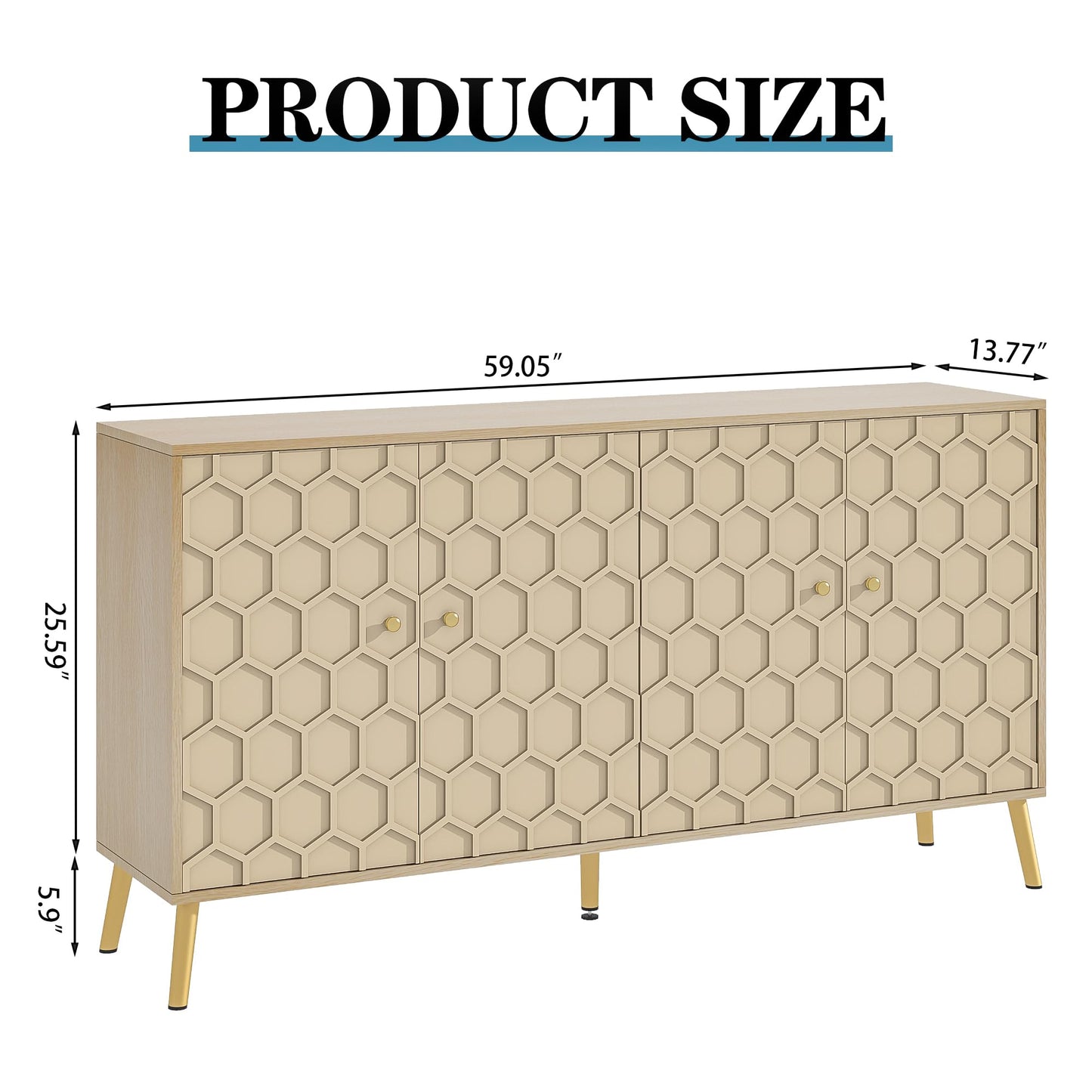 Modern Buffet Sideboard Storage Cabinet with Hexagon Pattern