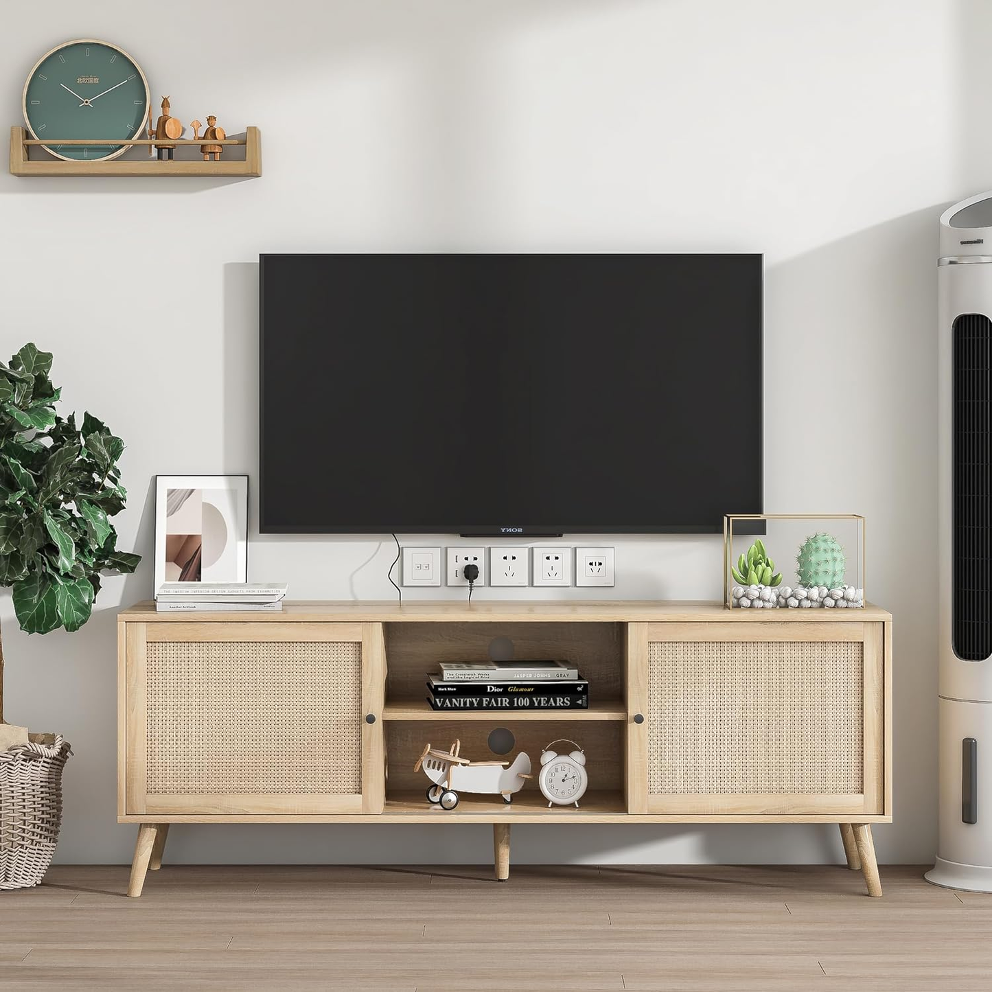 Rattan TV Stand for Up to 70" TV