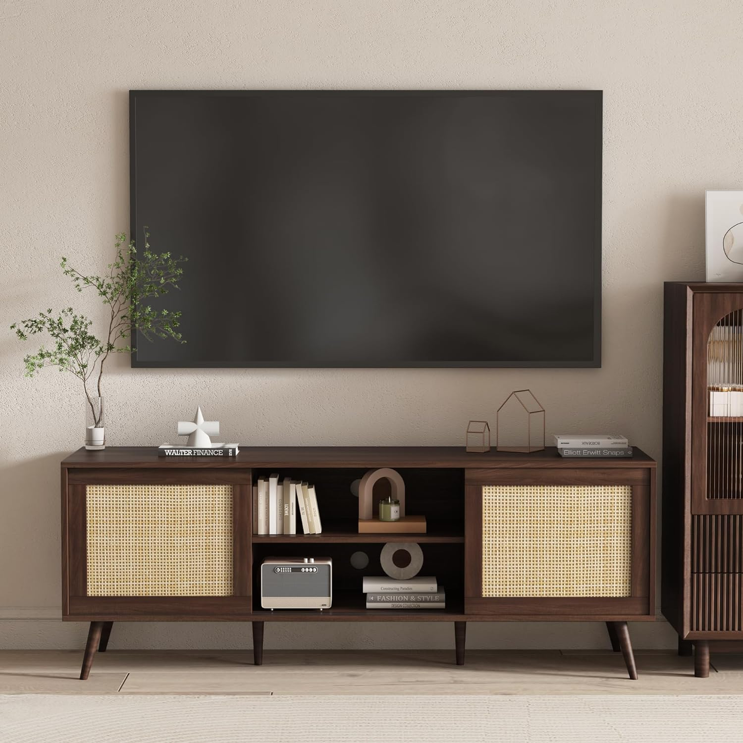 Rattan TV Stand for Televisions up to 65"