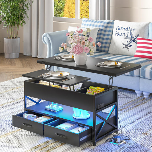 40'' Lift Top Coffee Table with LED Light