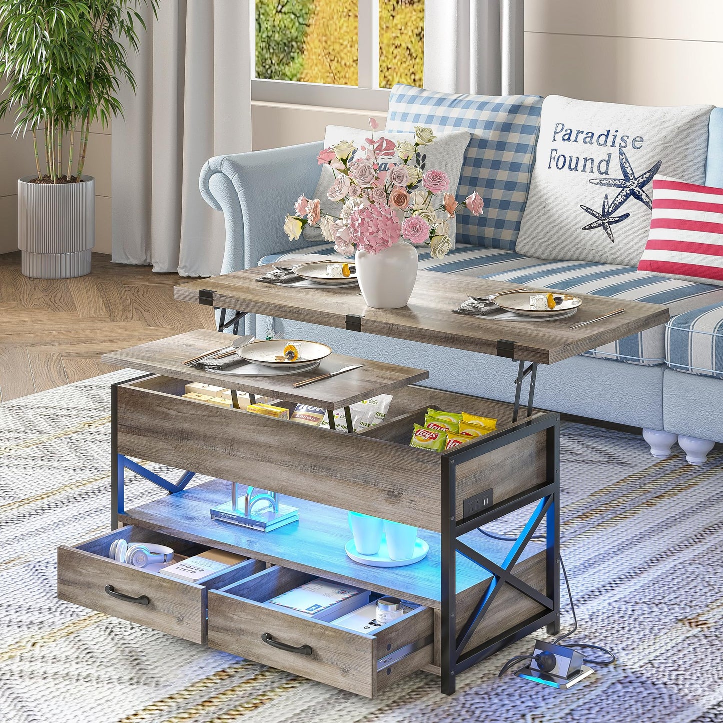 40'' Lift Top Coffee Table with LED Light